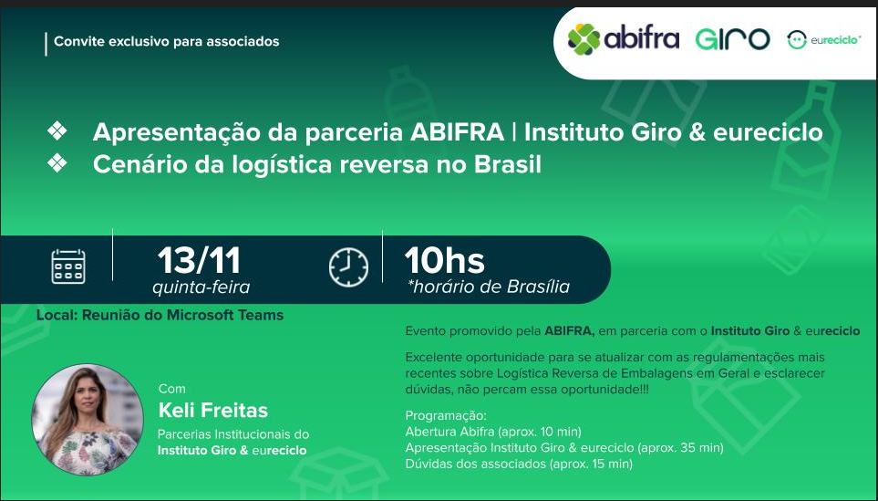 Instituto Giro & eureciclo são os novos parceiros da ABIFRA