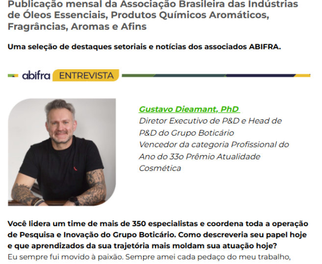 Entrevista com Gustavo Dieamant, PhD, Diretor Executivo de P&D e Head de P&D do Grupo Boticário